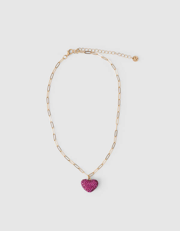 Strass Heart Ketting Roze SHOEBY ACCESSOIRES