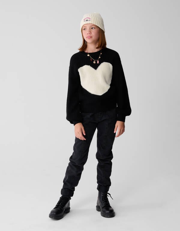 Big Heart Trui Zwart SHOEBY GIRLS