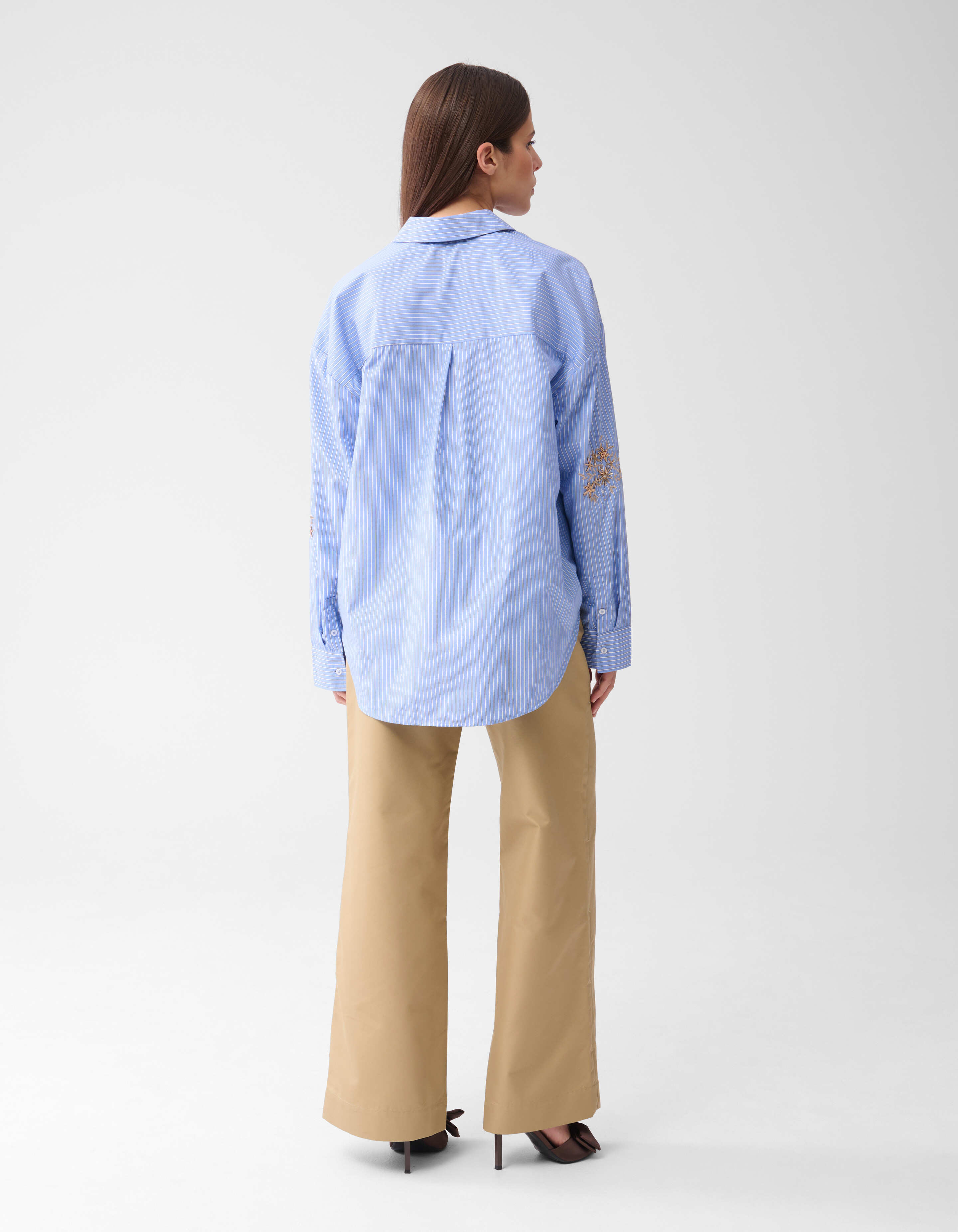 Pinstripe Embroidery Blouse Blauw By Mieke SHOEBY WOMEN