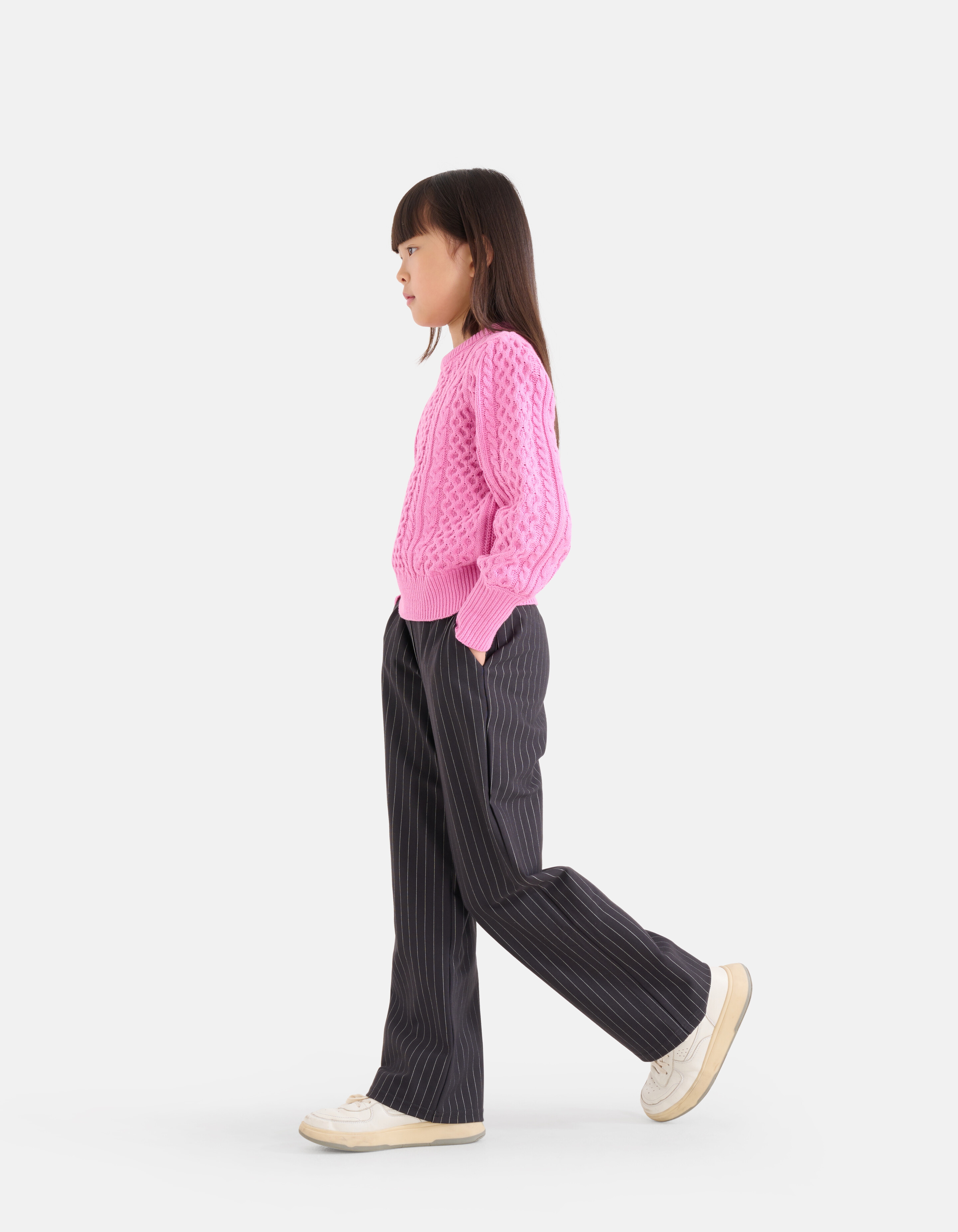 Pinstripe Wide Leg Broek Donkergrijs SHOEBY GIRLS
