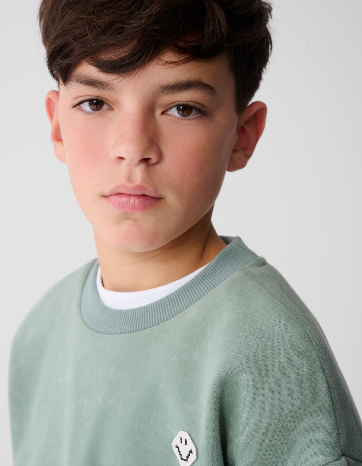 Printed Smiley Sweater Groen SHOEBY BOYS