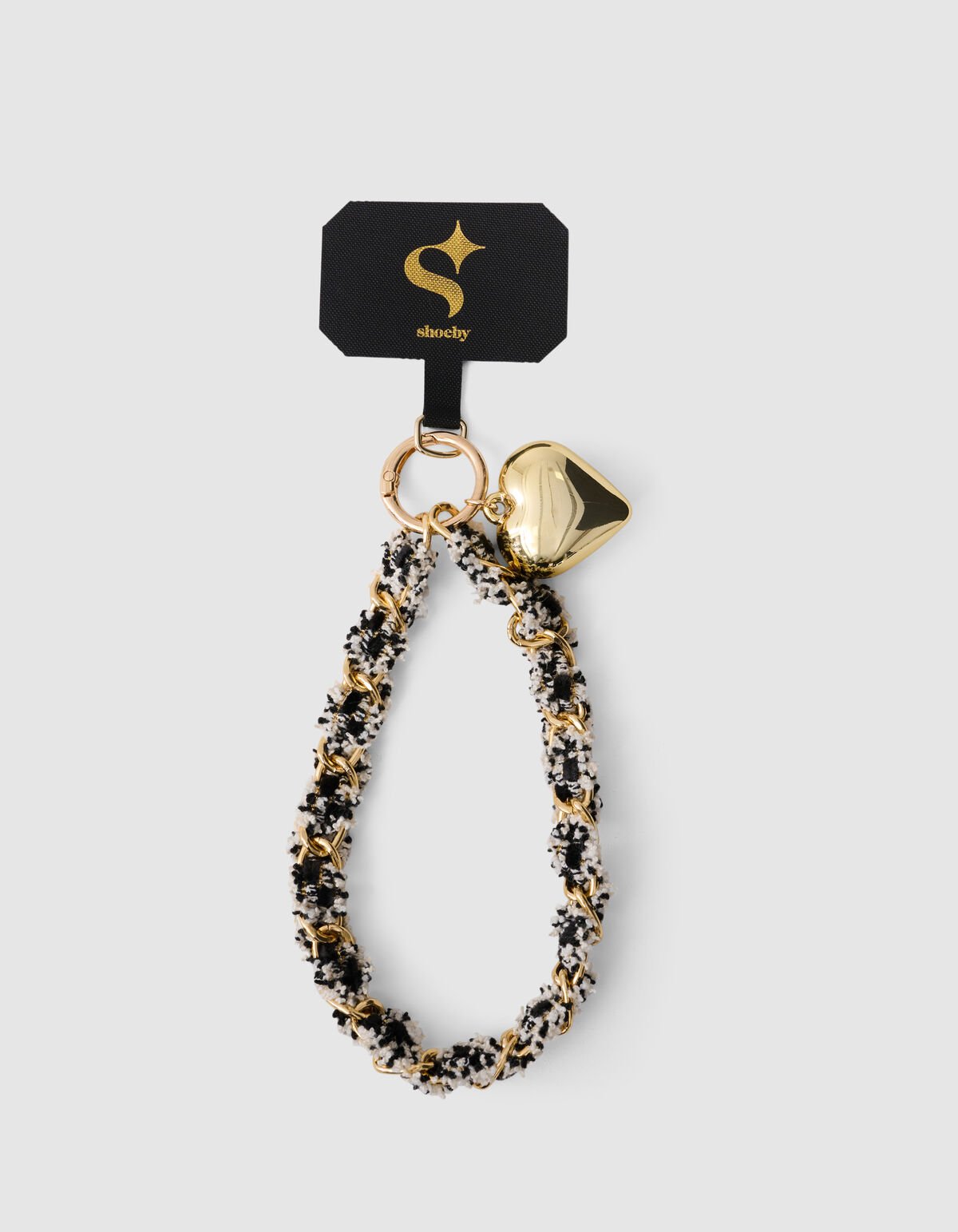 Tweed Chain Telefoonkoord Zwart/Wit SHOEBY ACCESSOIRES