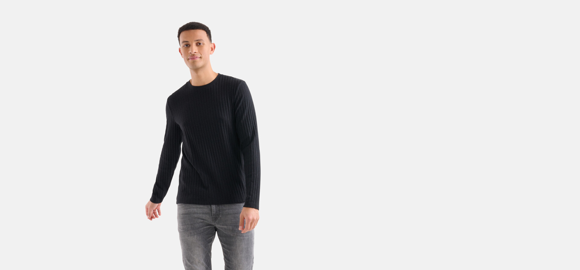 Rib T-shirt Zwart SHOEBY MEN