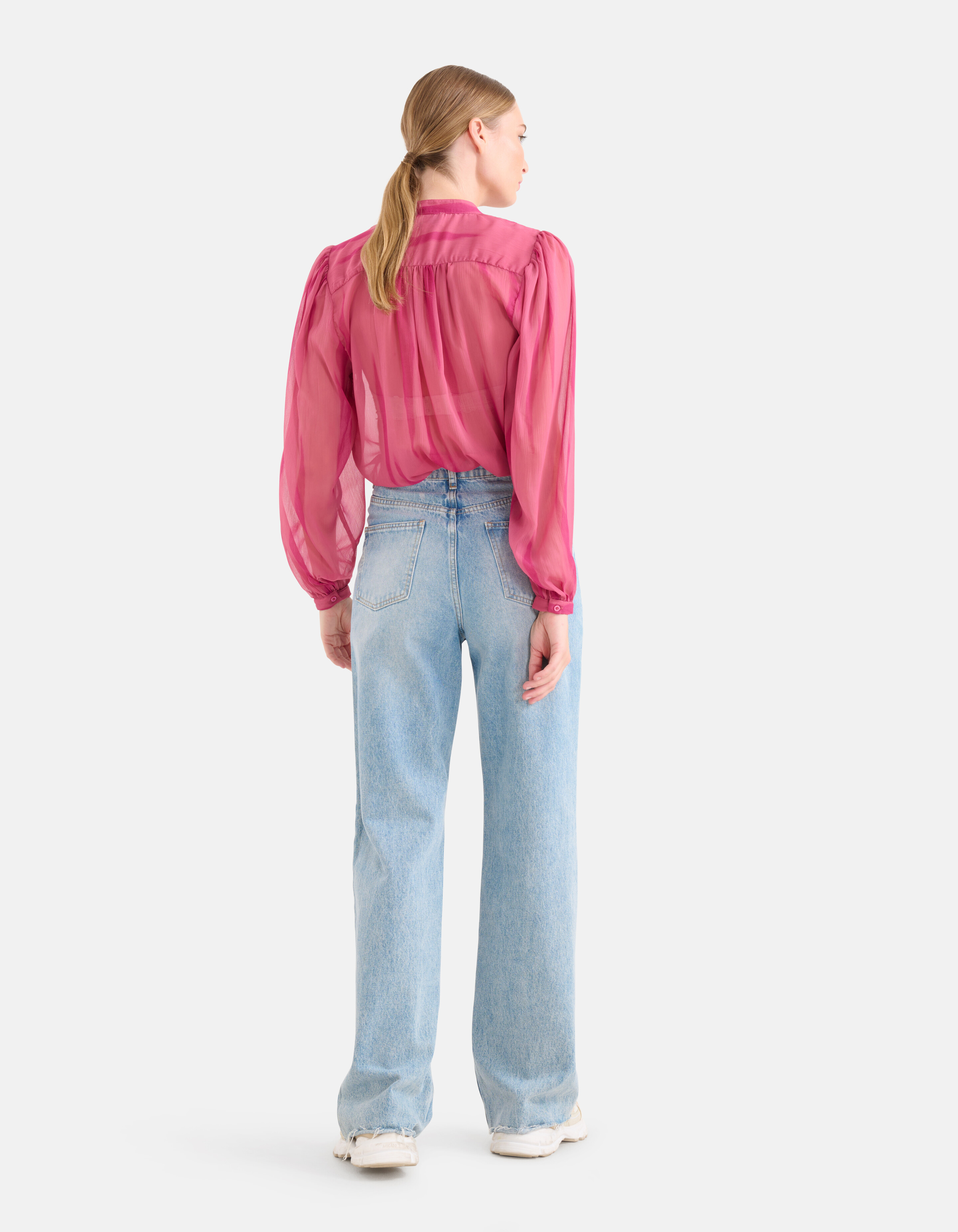 Two Tone Print Blouse Roze SHOEBY WOMEN