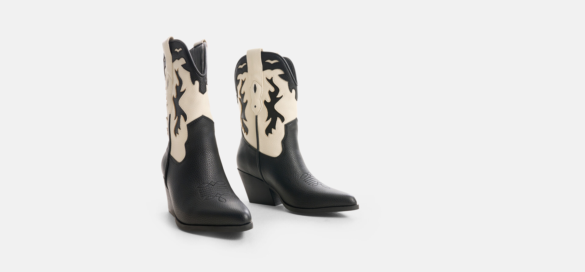 Middelhoge Cowboy Laars Zwart/Wit SHOEBY SHOES