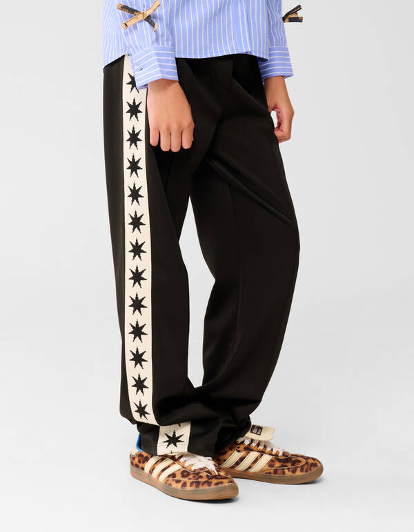 Sporty Ster Wide Leg Broek Zwart SHOEBY GIRLS
