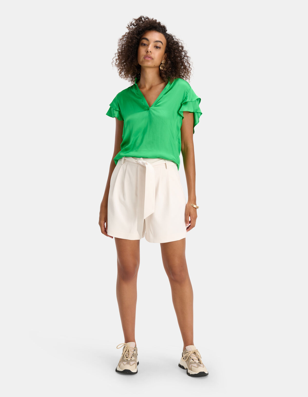 Ruffle Top Groen SHOEBY WOMEN