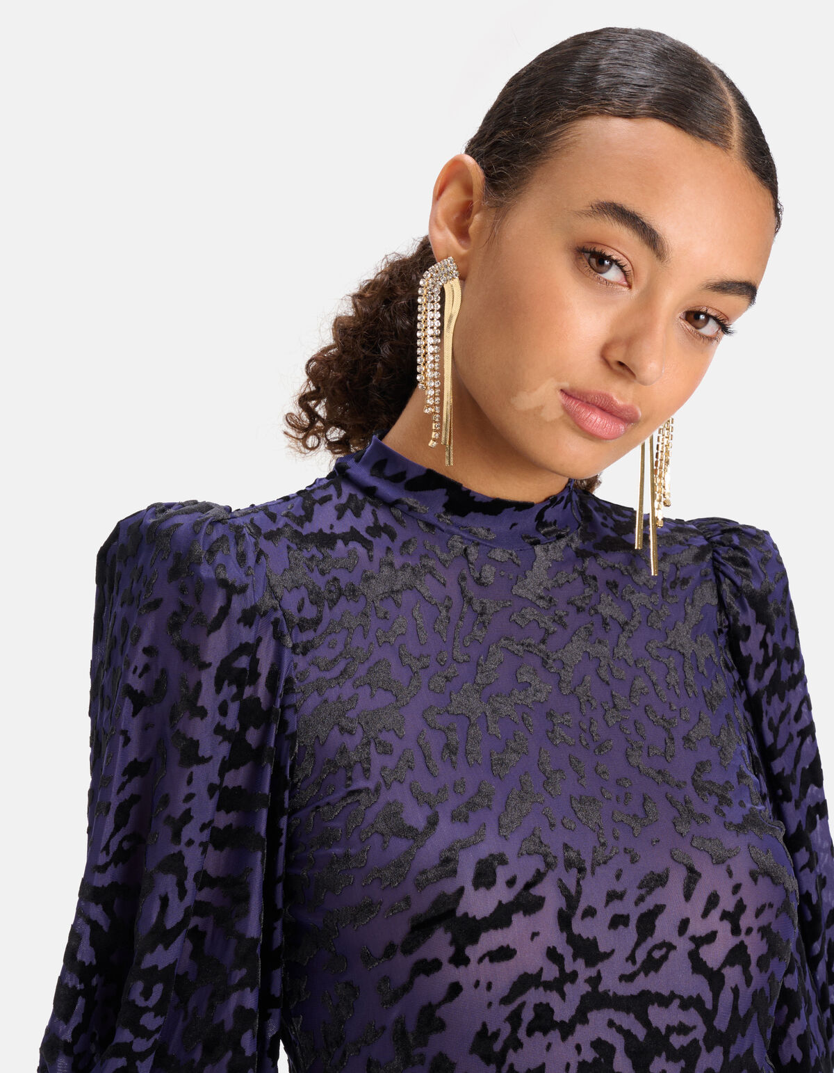 Velvet Print Top Paars SHOEBY WOMEN