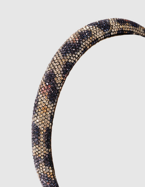 Strass Leopard Haarband Bruin SHOEBY ACCESSOIRES