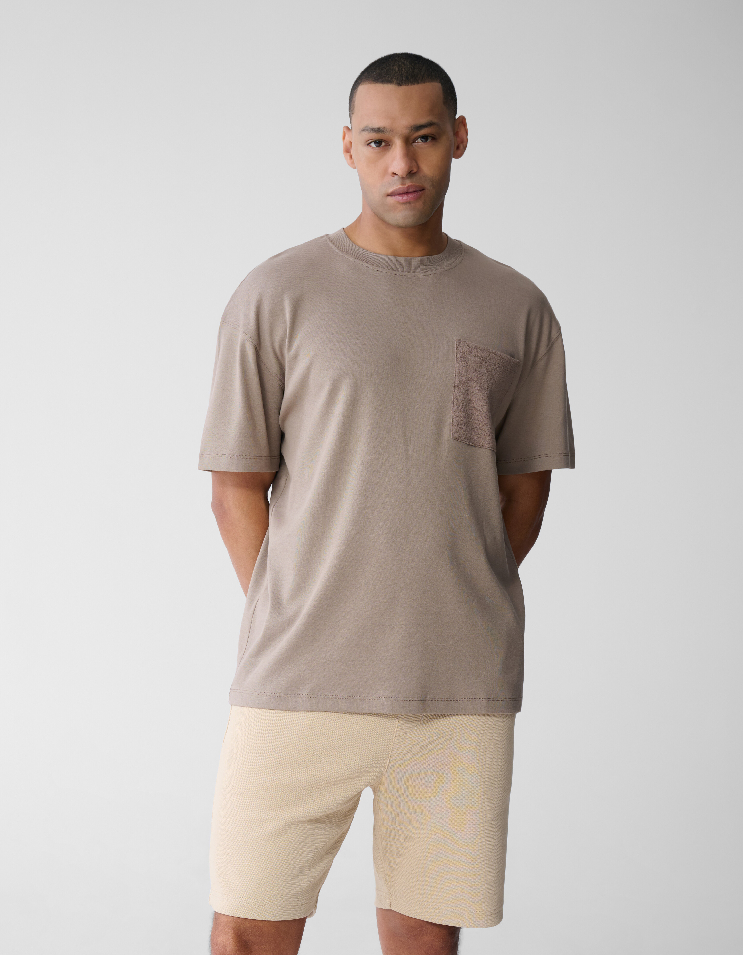 Structuur Pocket T-shirt Lichtbruin SHOEBY MEN