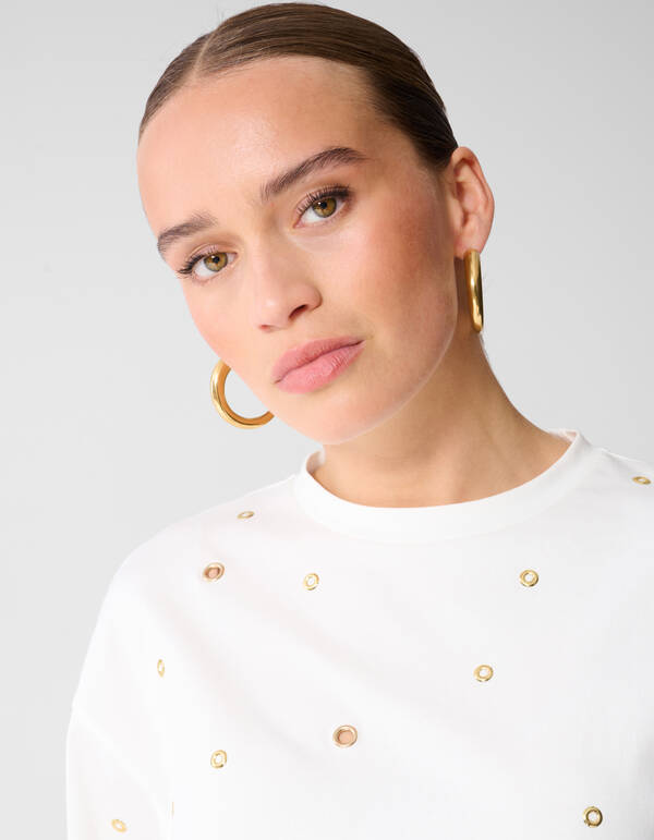Oversized Eyelet T-shirt Wit SHOEBY WOMEN