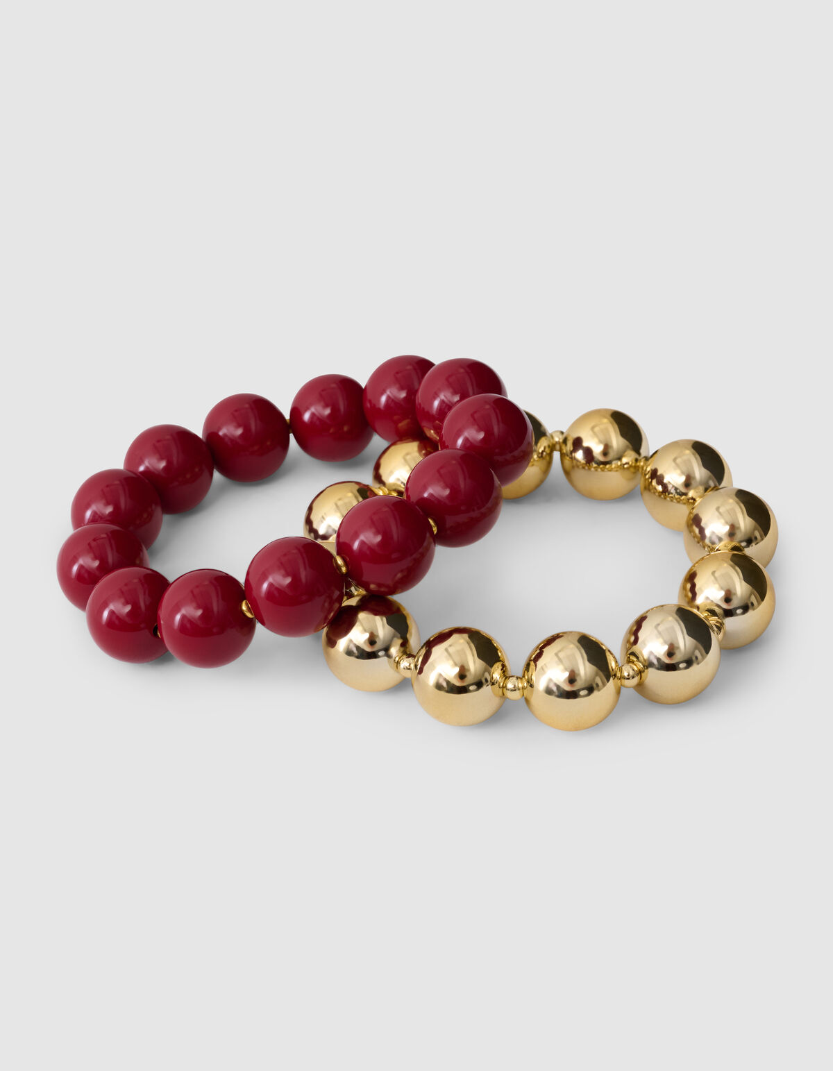 Beaded Armband Set Donkerrood SHOEBY ACCESSOIRES