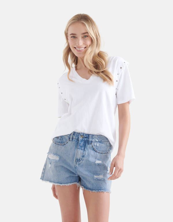 Eyelet T-shirt Wit By Nicolette SHOEBY WOMEN