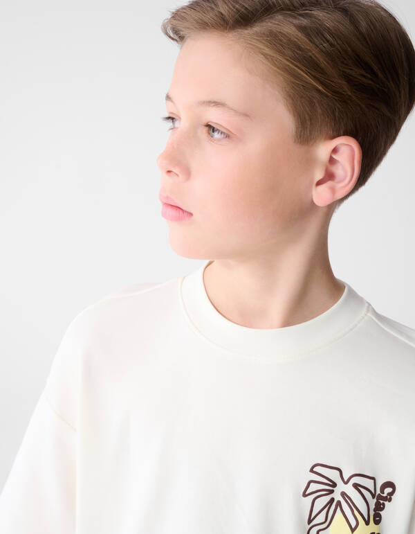Palm Artwork T-shirt Gebroken Wit SHOEBY BOYS