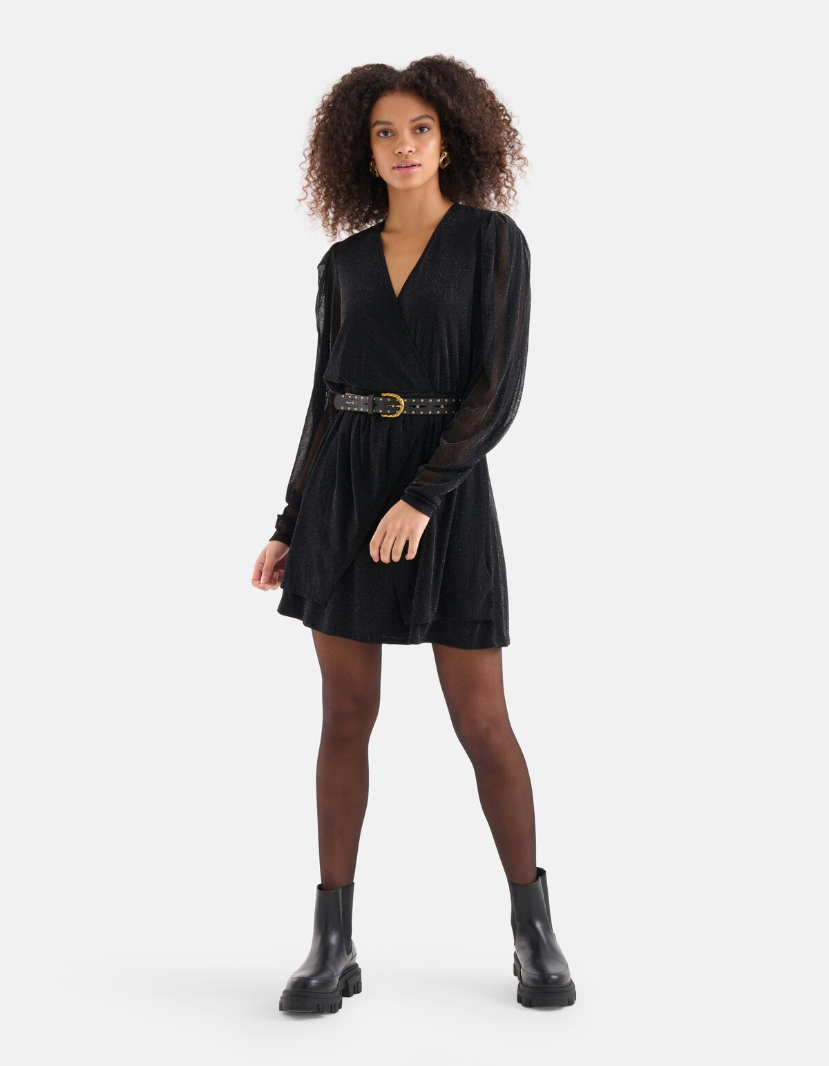 Lurex Mesh Jurk Zwart SHOEBY WOMEN