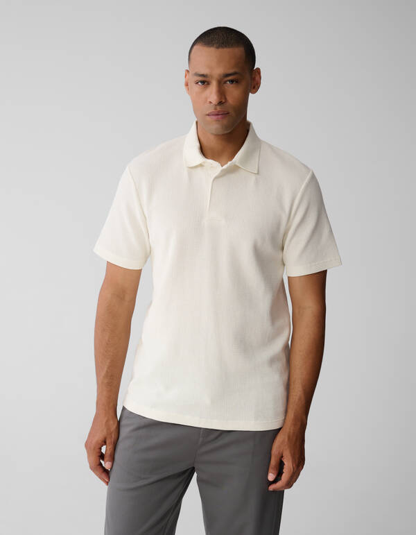 Structuur Jersey Polo Gebroken Wit SHOEBY MEN