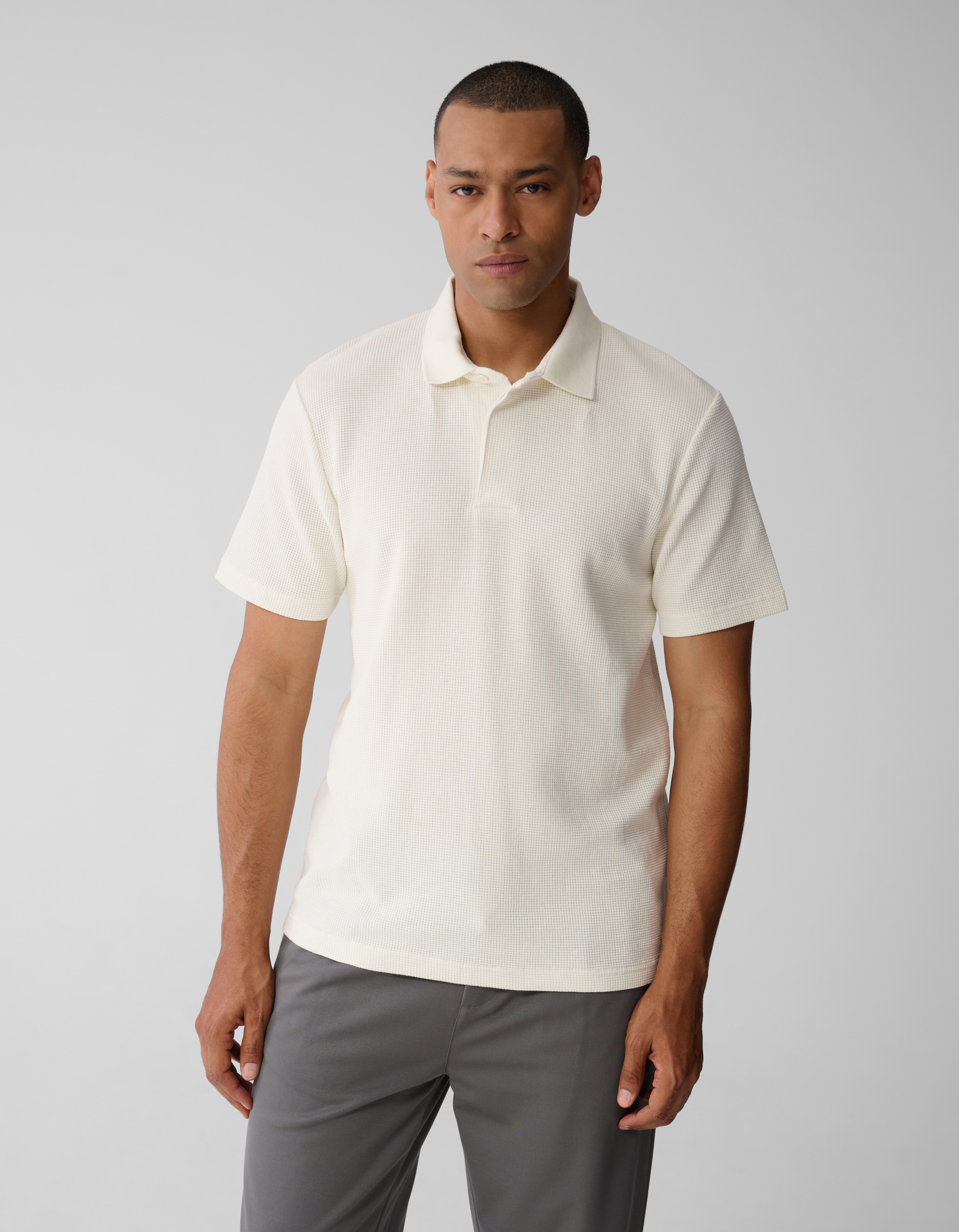 Structuur Jersey Polo Gebroken Wit SHOEBY MEN