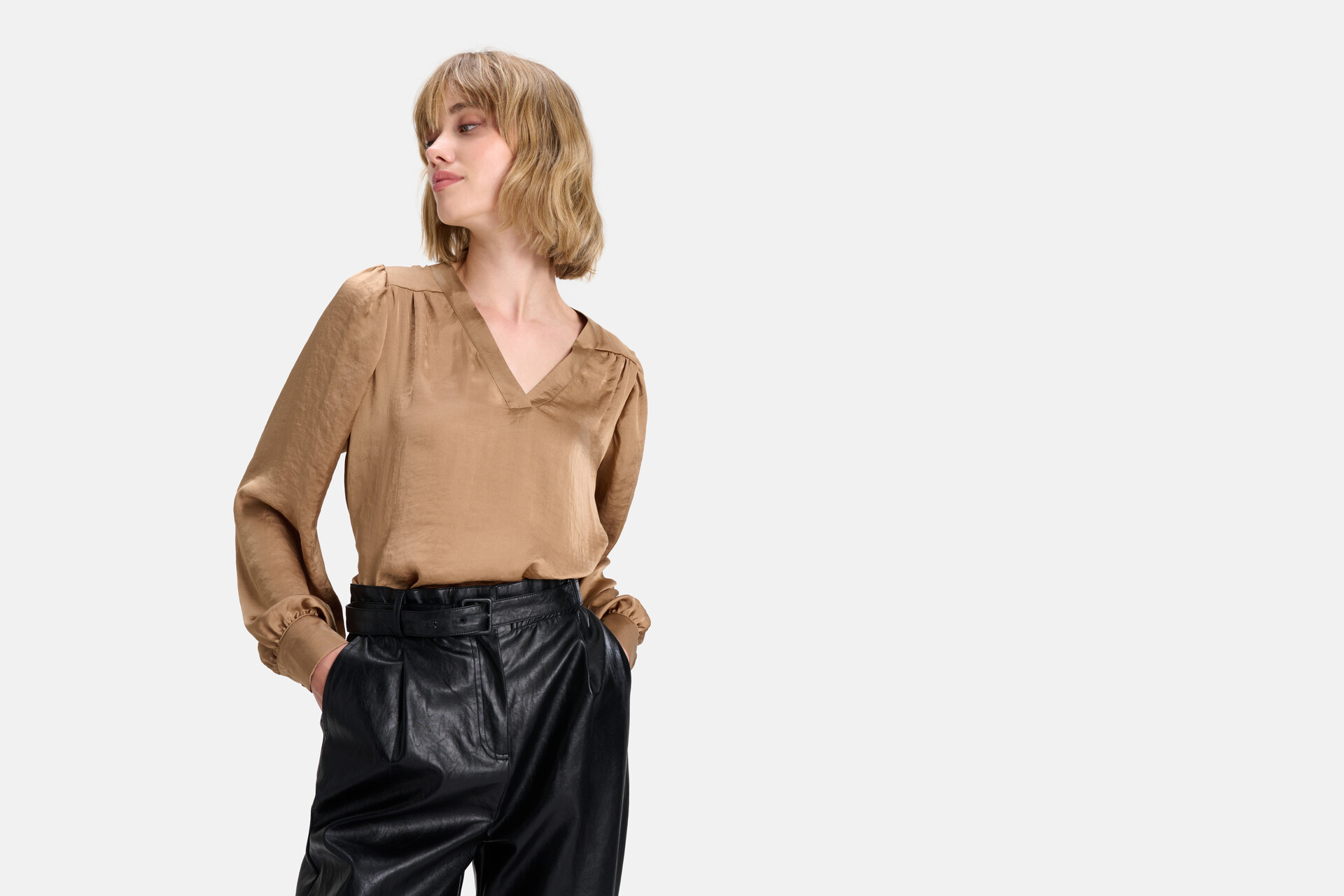 Satijnen Blouse Bruin SHOEBY WOMEN