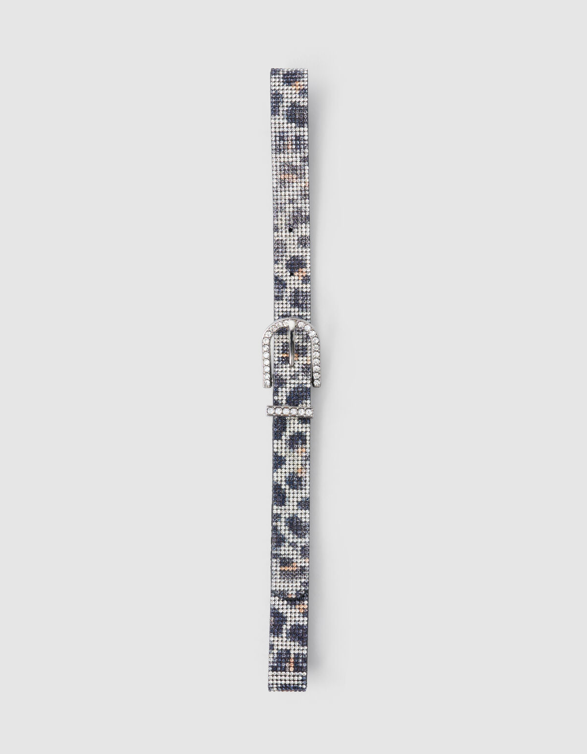 Strass Leopard Riem Zilver SHOEBY ACCESSOIRES