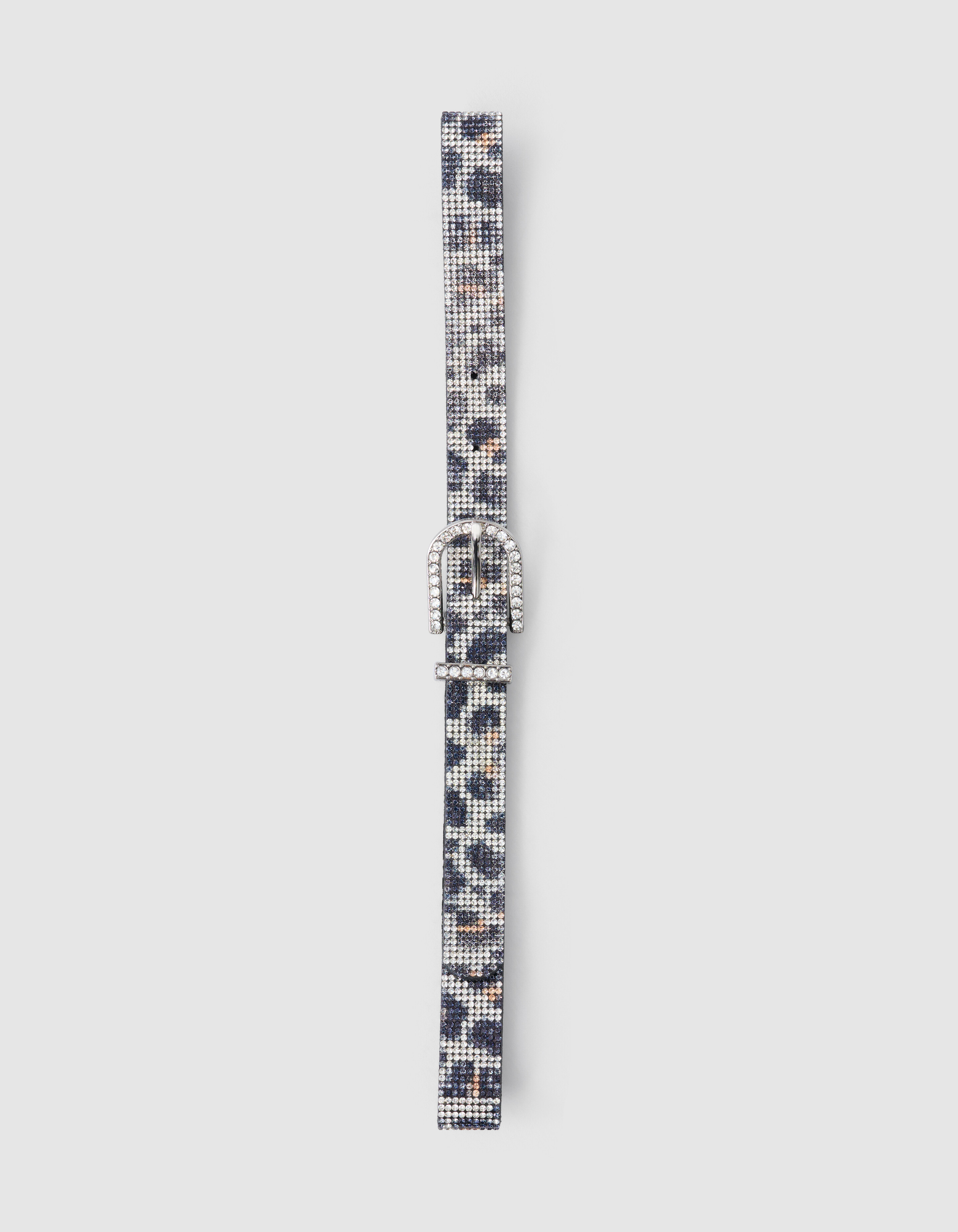 Strass Leopard Riem Zilver SHOEBY ACCESSOIRES