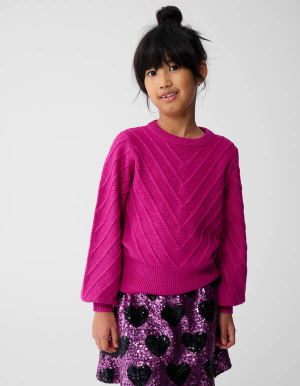 Glitter Gebreide Trui Donkerroze SHOEBY GIRLS