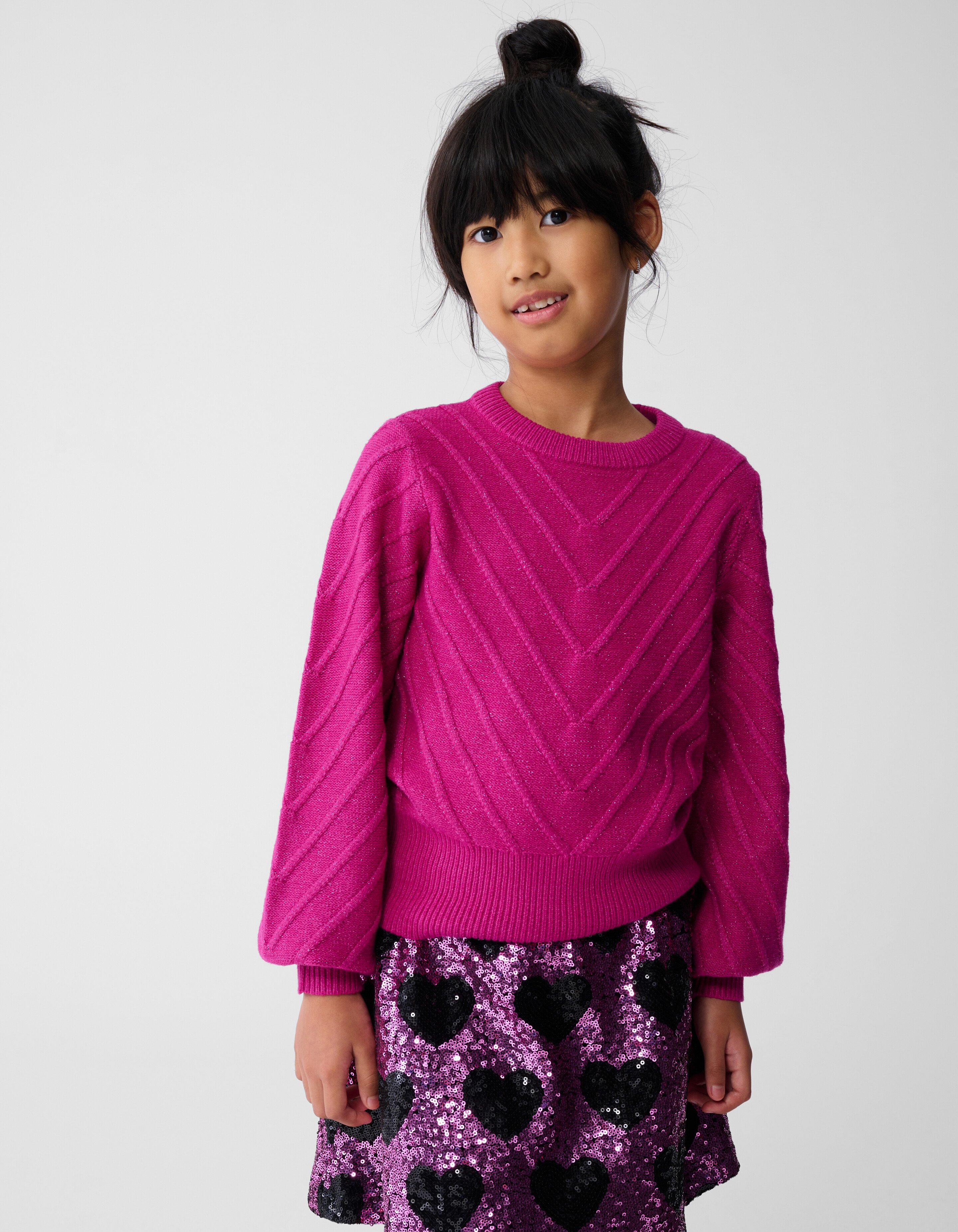 Glitter Gebreide Trui Donkerroze SHOEBY GIRLS