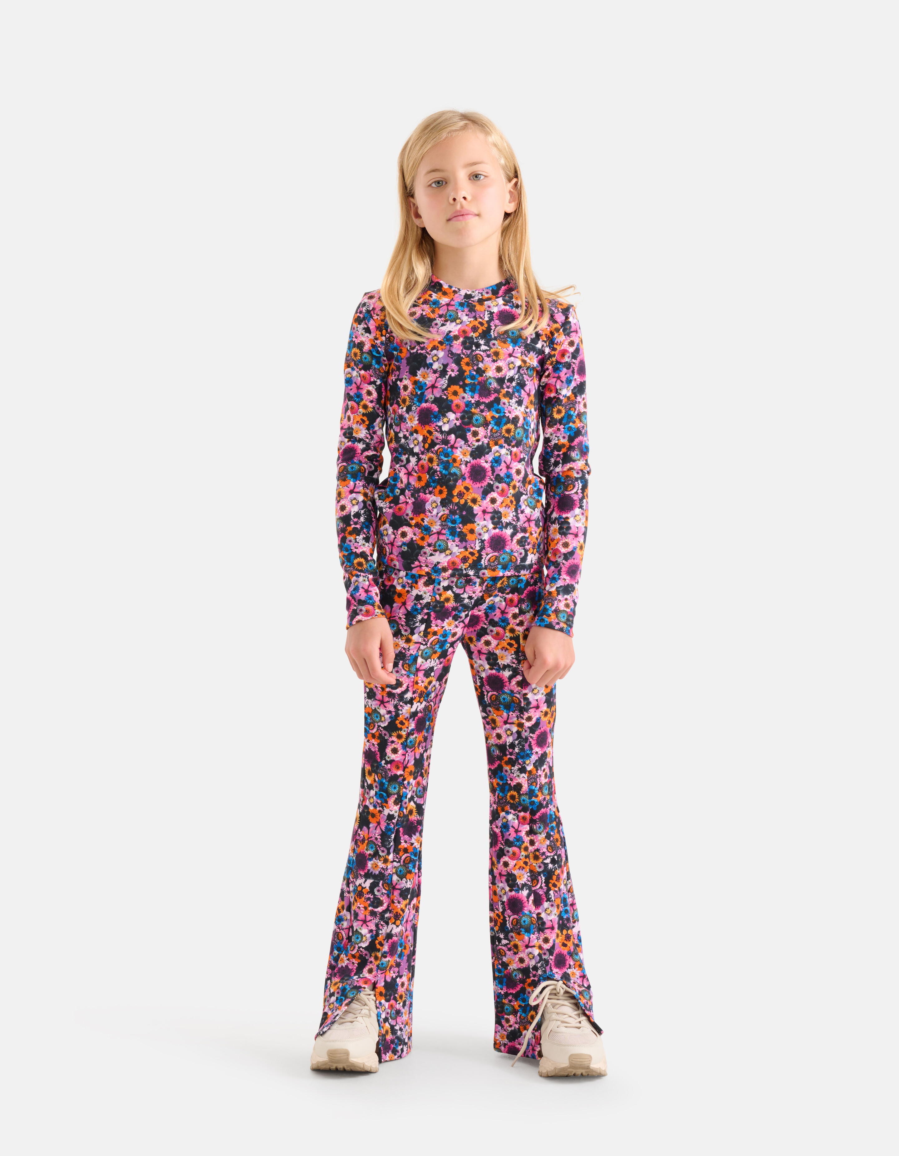 Bloemenprint Rib Top Paars SHOEBY GIRLS