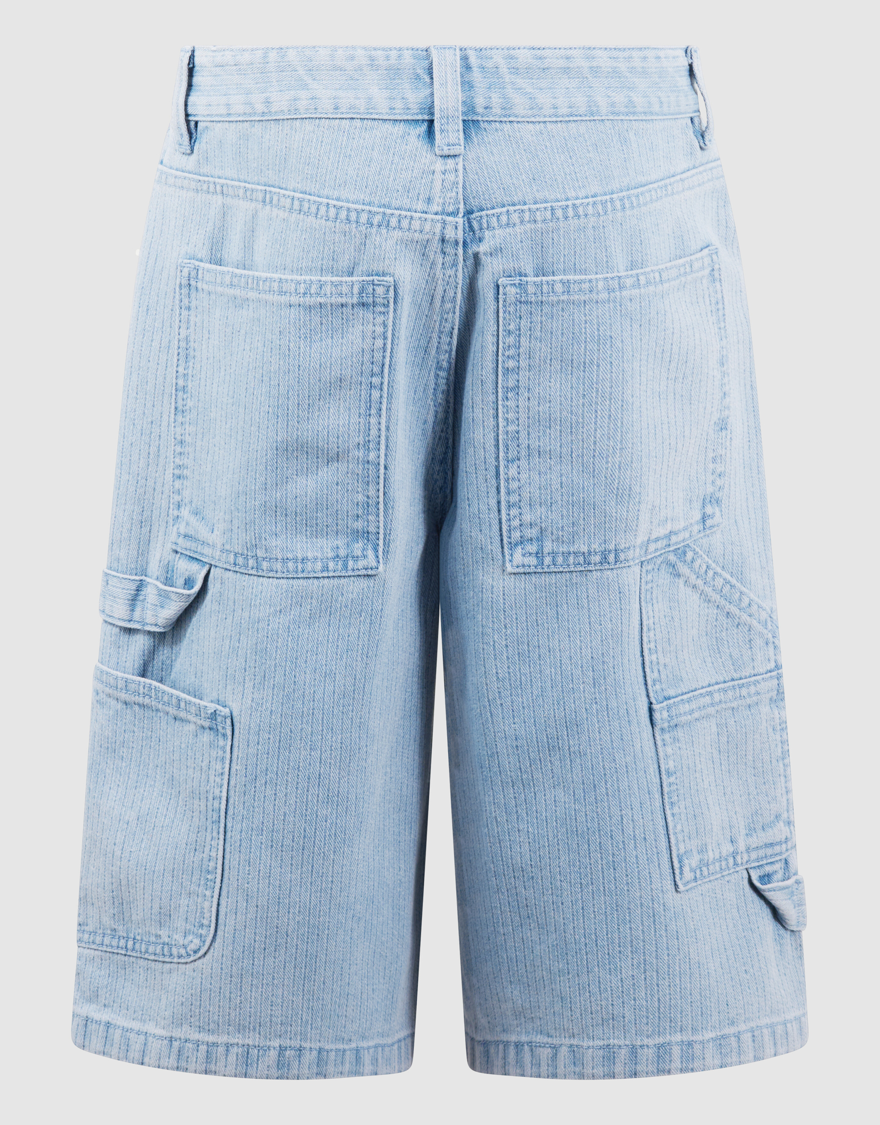 Striped Carpenter Denim Short Lichtblauw SHOEBY BOYS