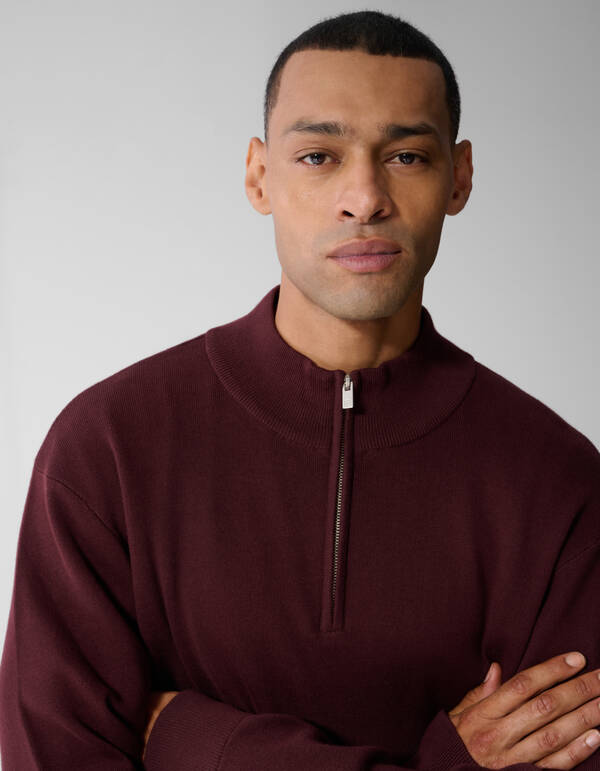 Turtle Half Zip Trui Donkerrood SHOEBY MEN