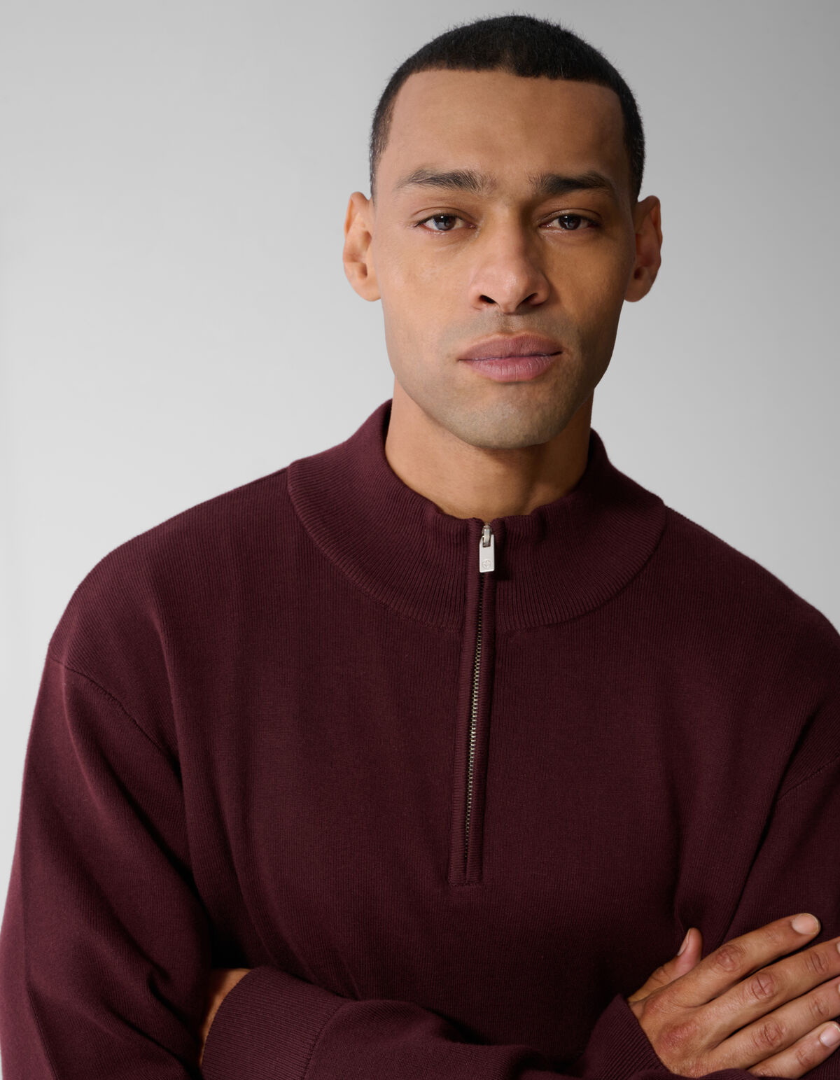 Turtle Half Zip Trui Donkerrood SHOEBY MEN