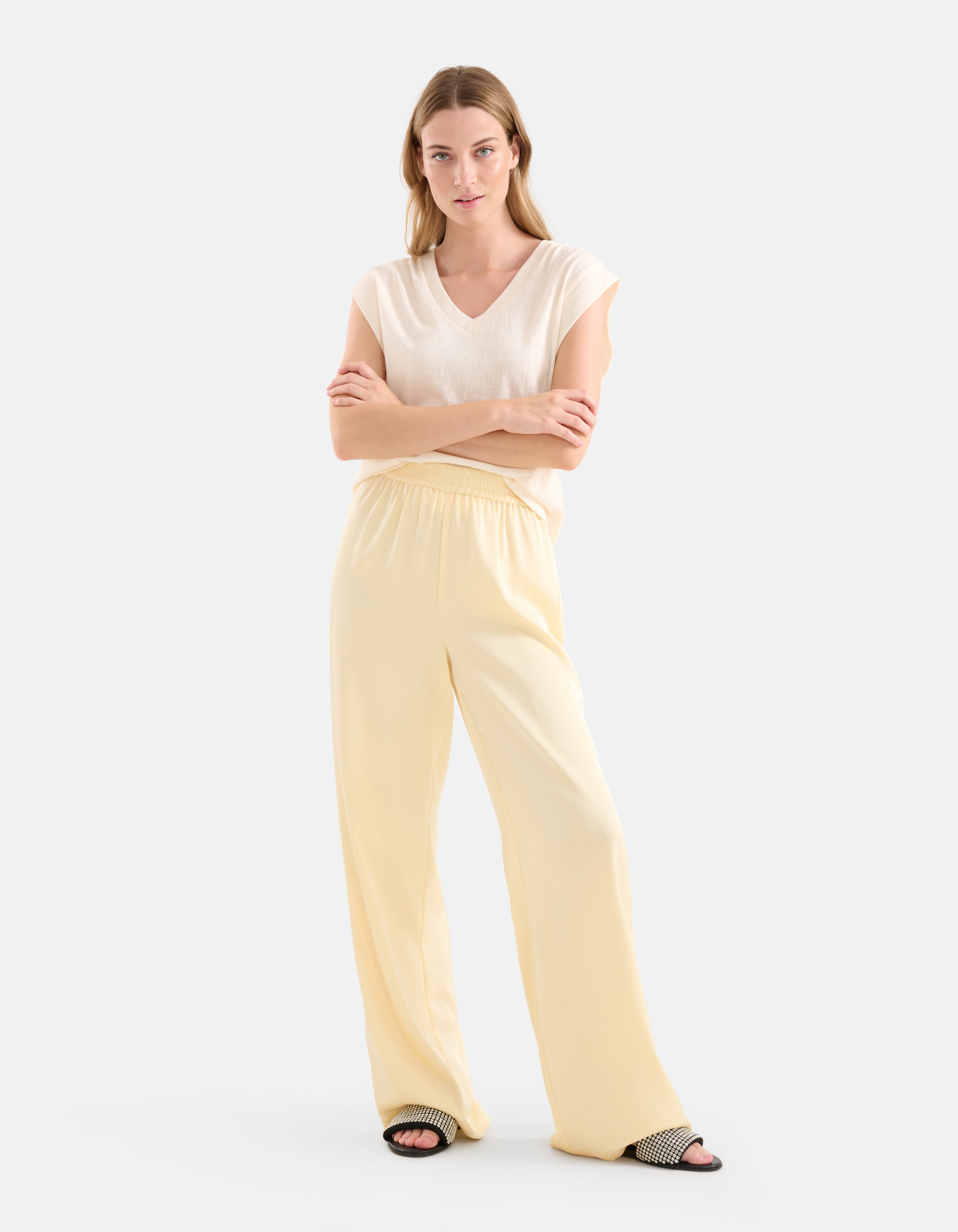 V-hals T-shirt Gebroken Wit SHOEBY WOMEN