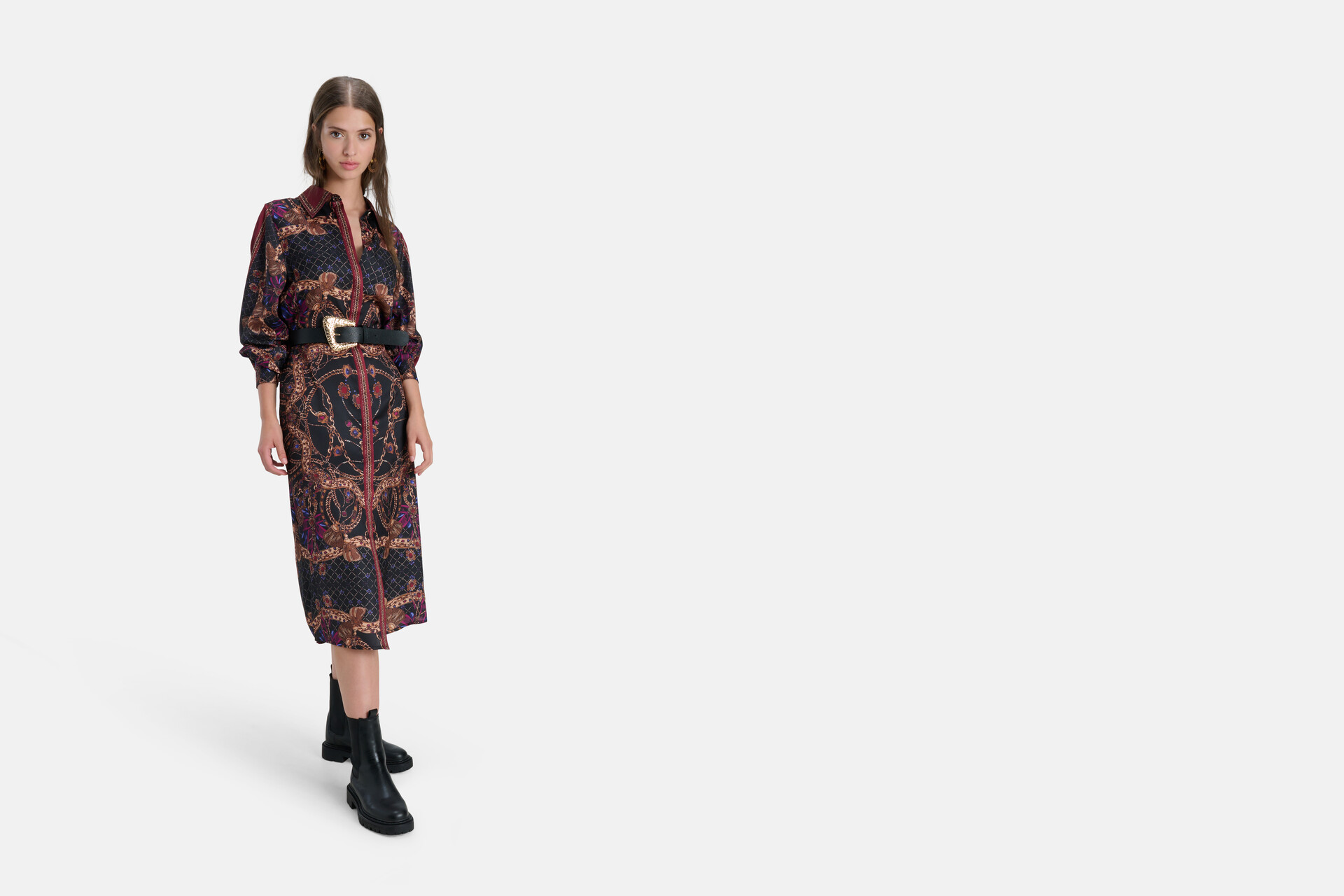 Chain Print Jurk Zwart SHOEBY WOMEN