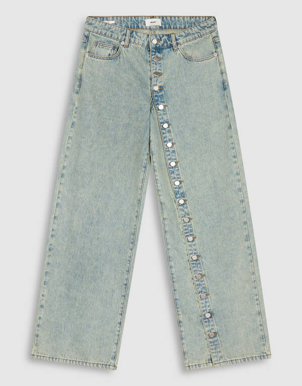 Wide Leg Fit Jeans Met Knoopsluiting Bleached SHOEBY WOMEN