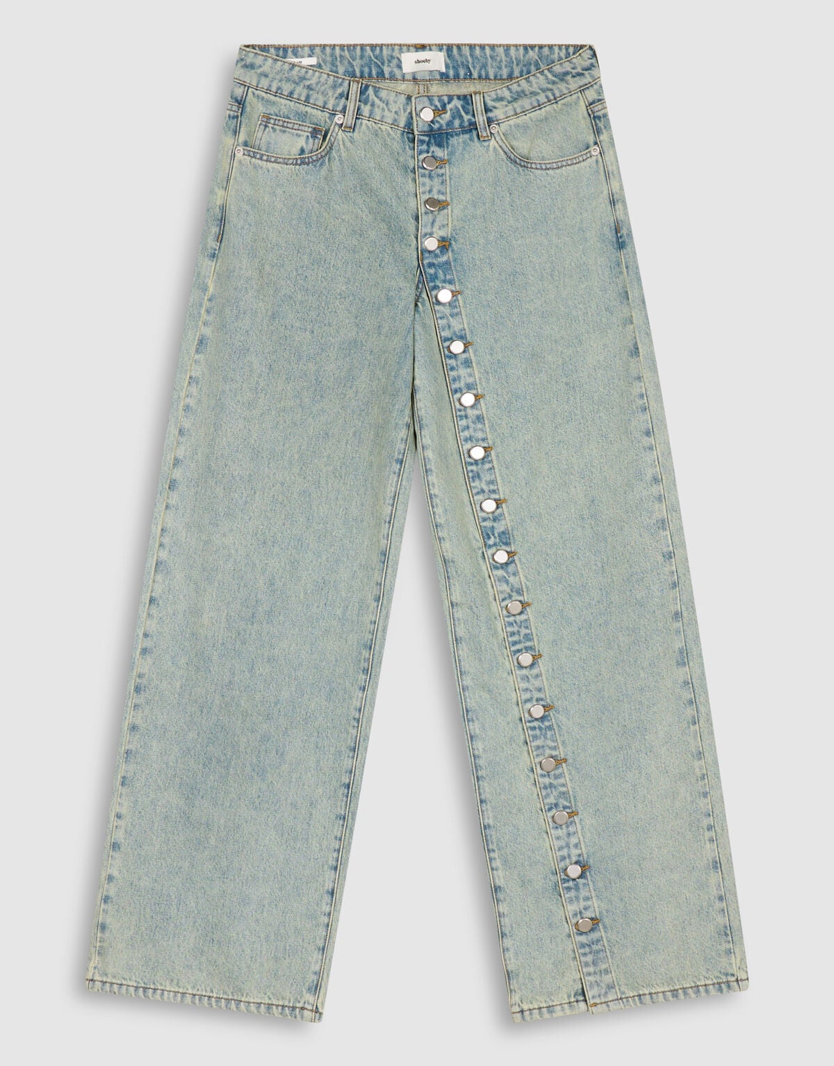 Wide Leg Fit Jeans Met Knoopsluiting Bleached SHOEBY WOMEN