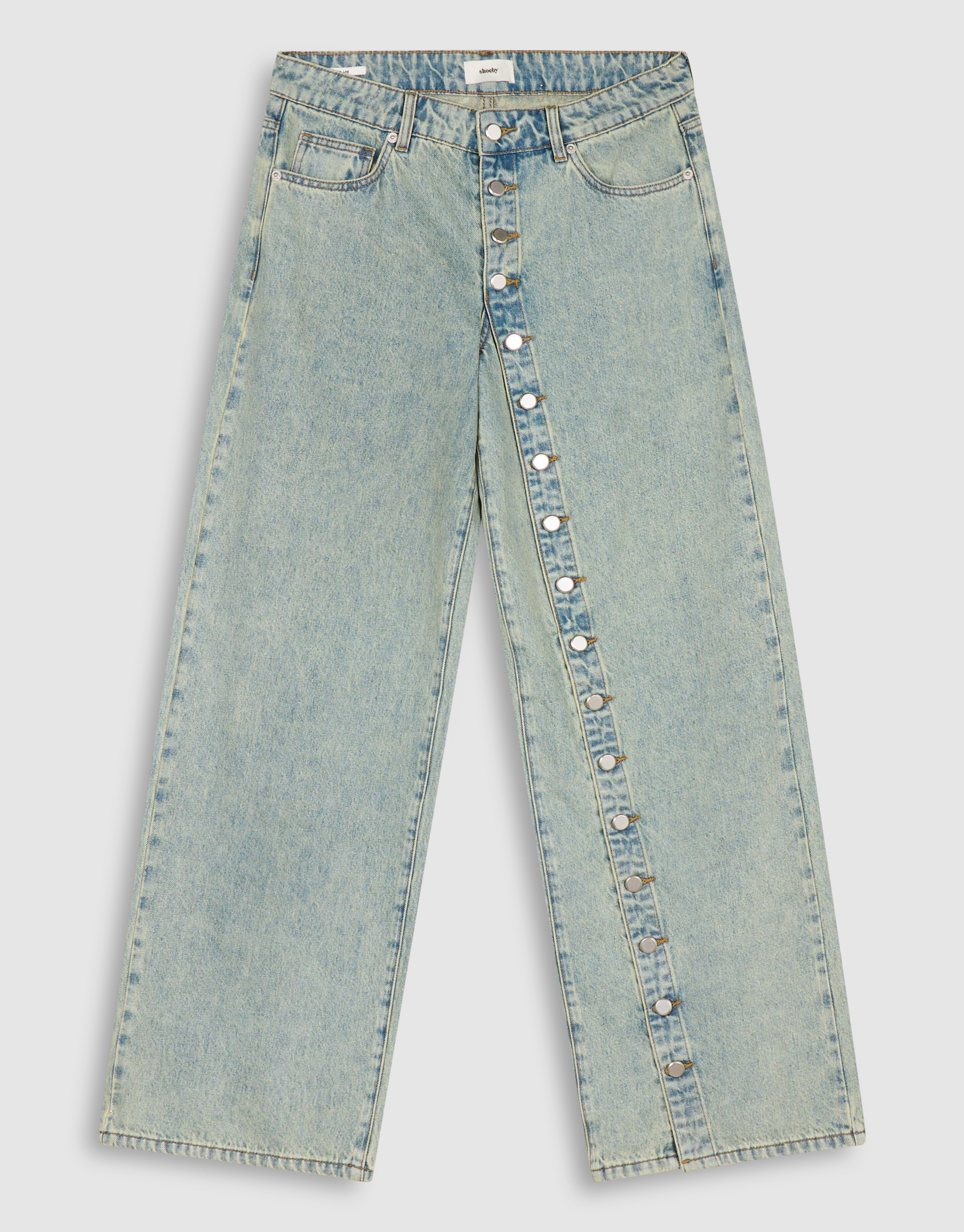 Wide Leg Fit Jeans Met Knoopsluiting Bleached SHOEBY WOMEN
