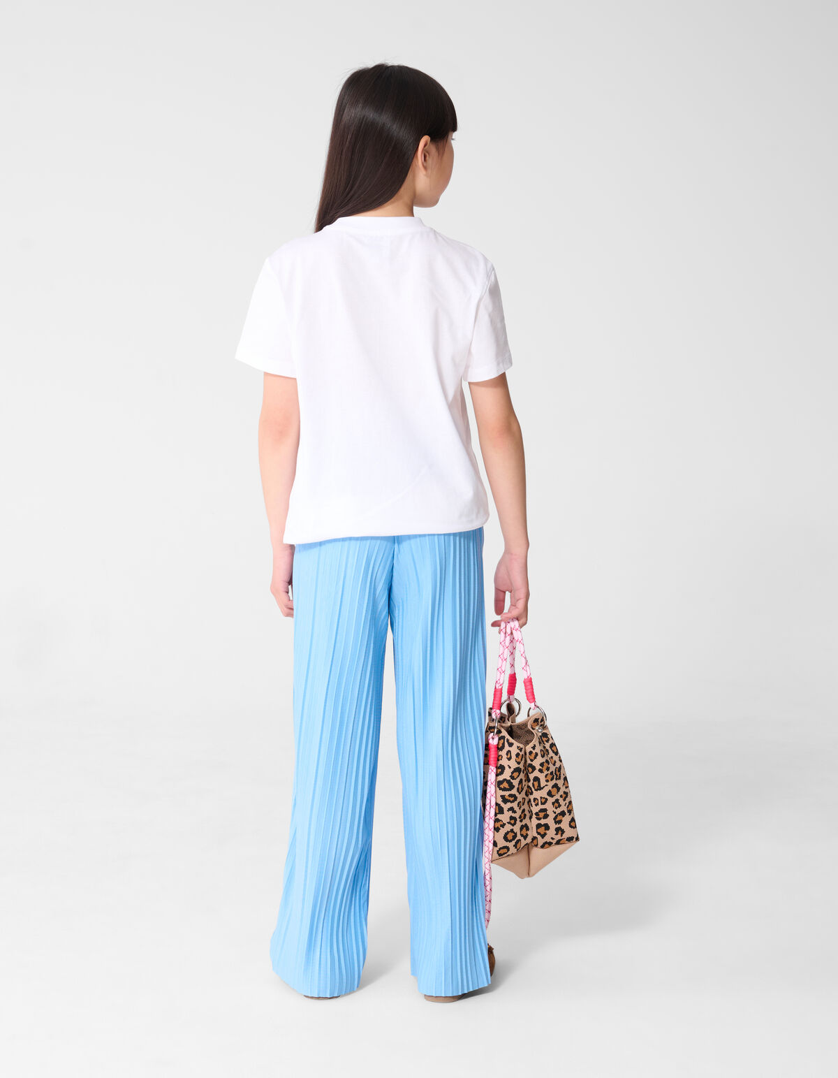 Pliss&eacute; Wide Leg Broek Blauw SHOEBY GIRLS