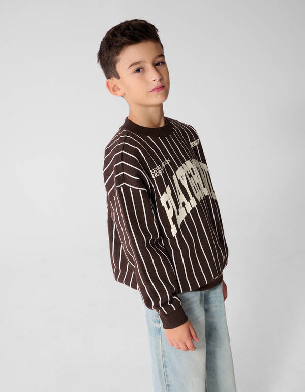 Gestreepte Baseball Sweater Bruin SHOEBY BOYS