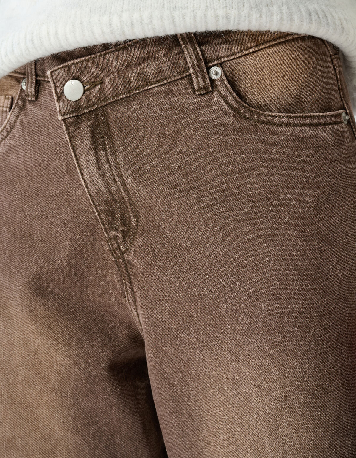 Asymmetric Barrel Fit Jeans Washed Bruin SHOEBY WOMEN