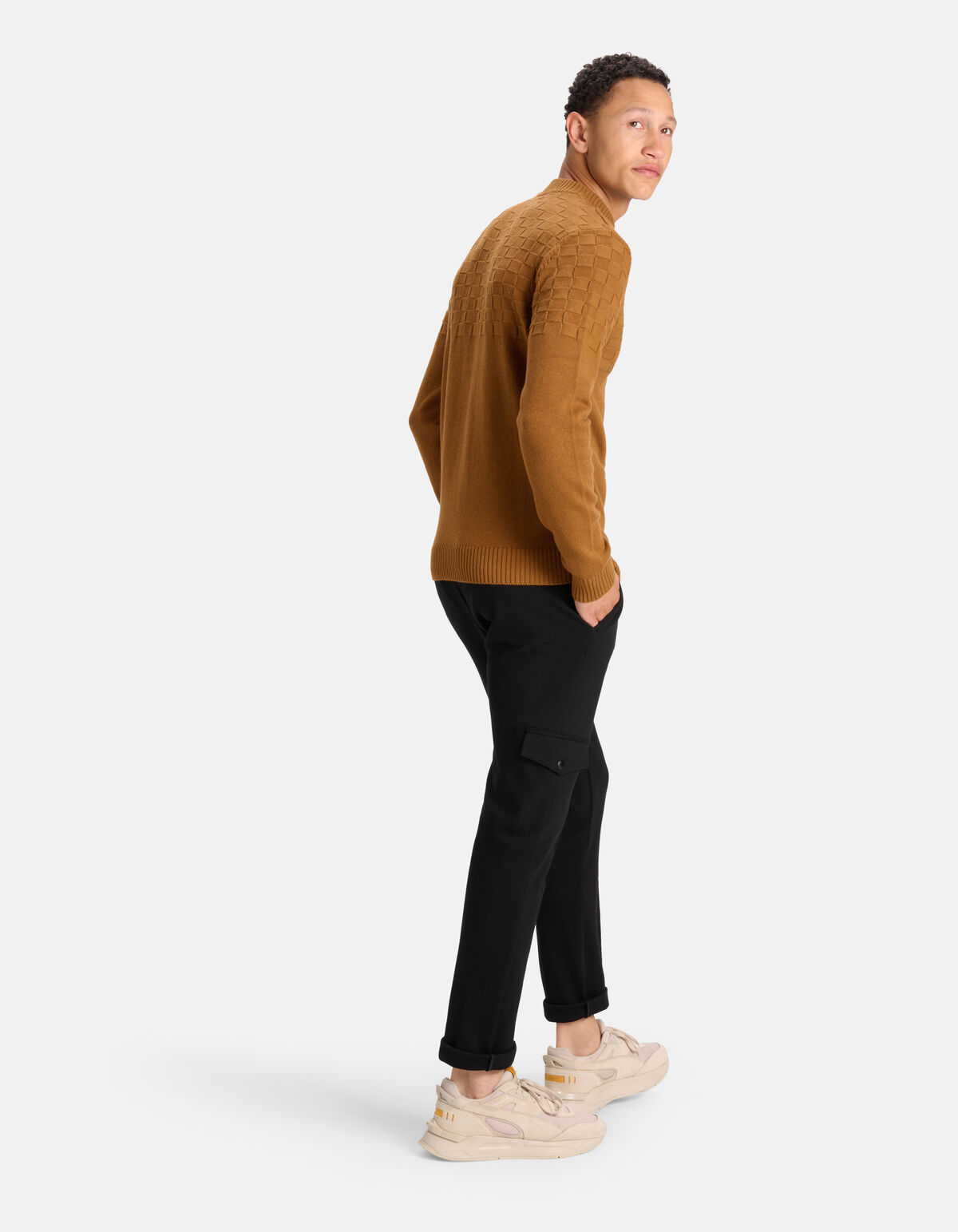 Geblokte Trui Bruin SHOEBY MEN