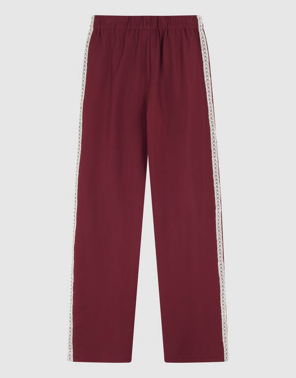 Sporty Wide Leg Broek Donkerrood SHOEBY GIRLS