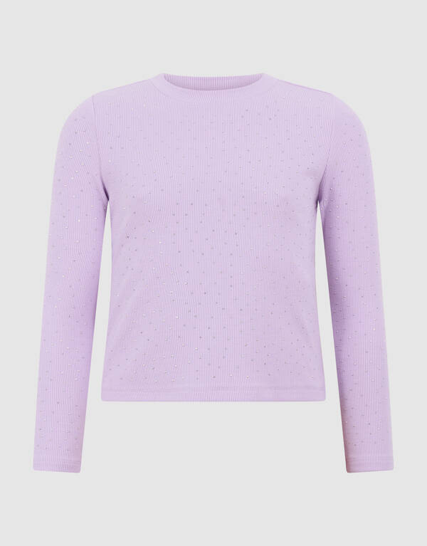 Strass Rib Longsleeve Top Lichtpaars SHOEBY GIRLS