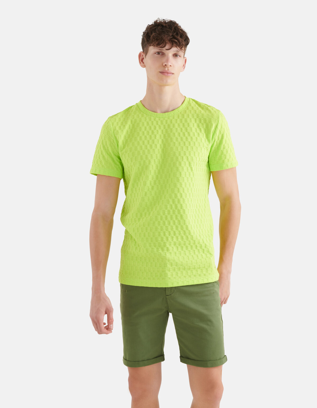 Jacquard Stripe T-shirt Groen SHOEBY MEN