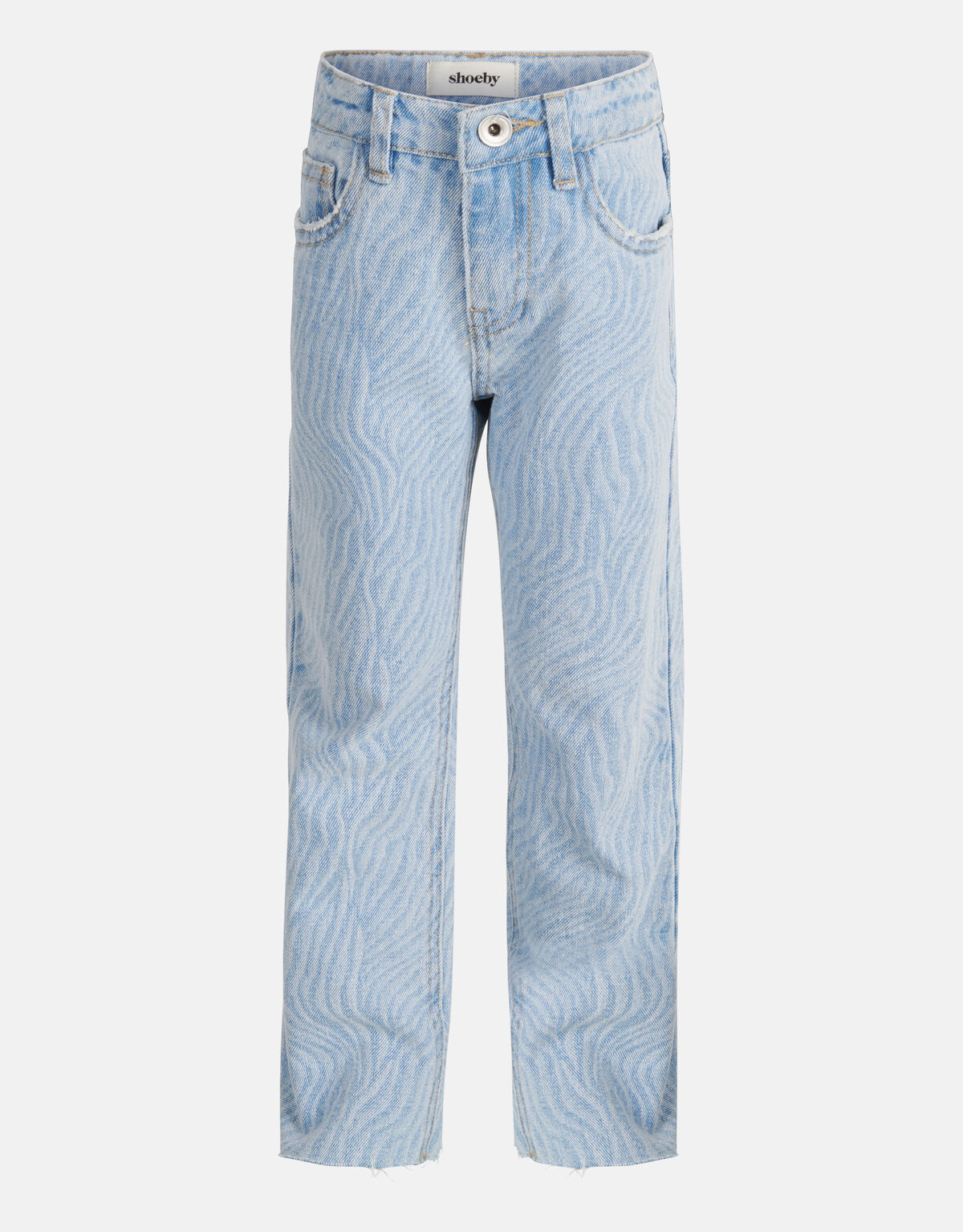 Zebra Print Straight Leg Jeans Bleached SHOEBY GIRLS