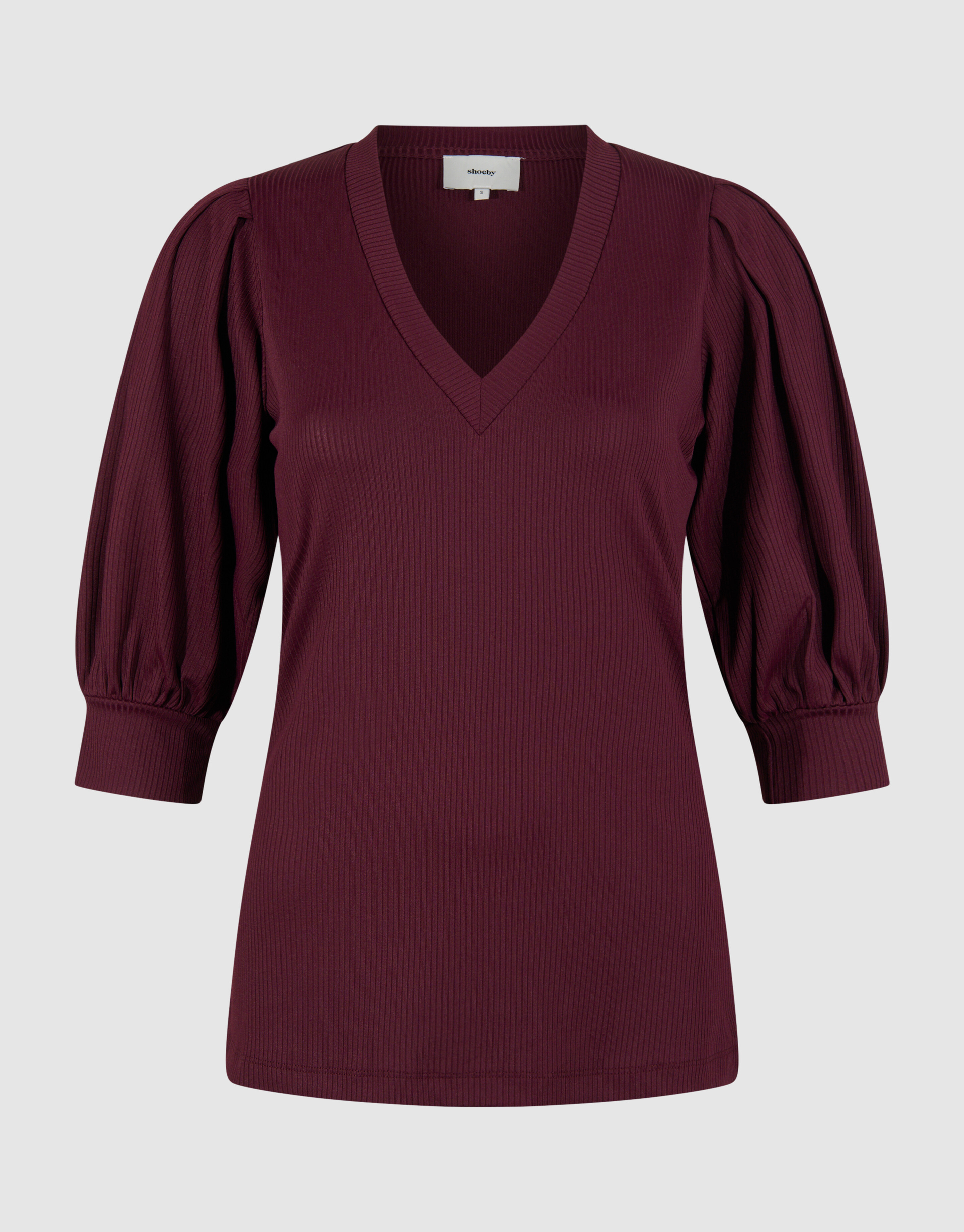 Rib Jersey Top Donkerrood SHOEBY WOMEN