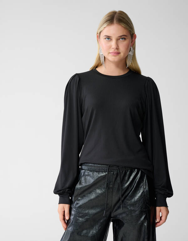 Rib Jersey Top Zwart SHOEBY WOMEN