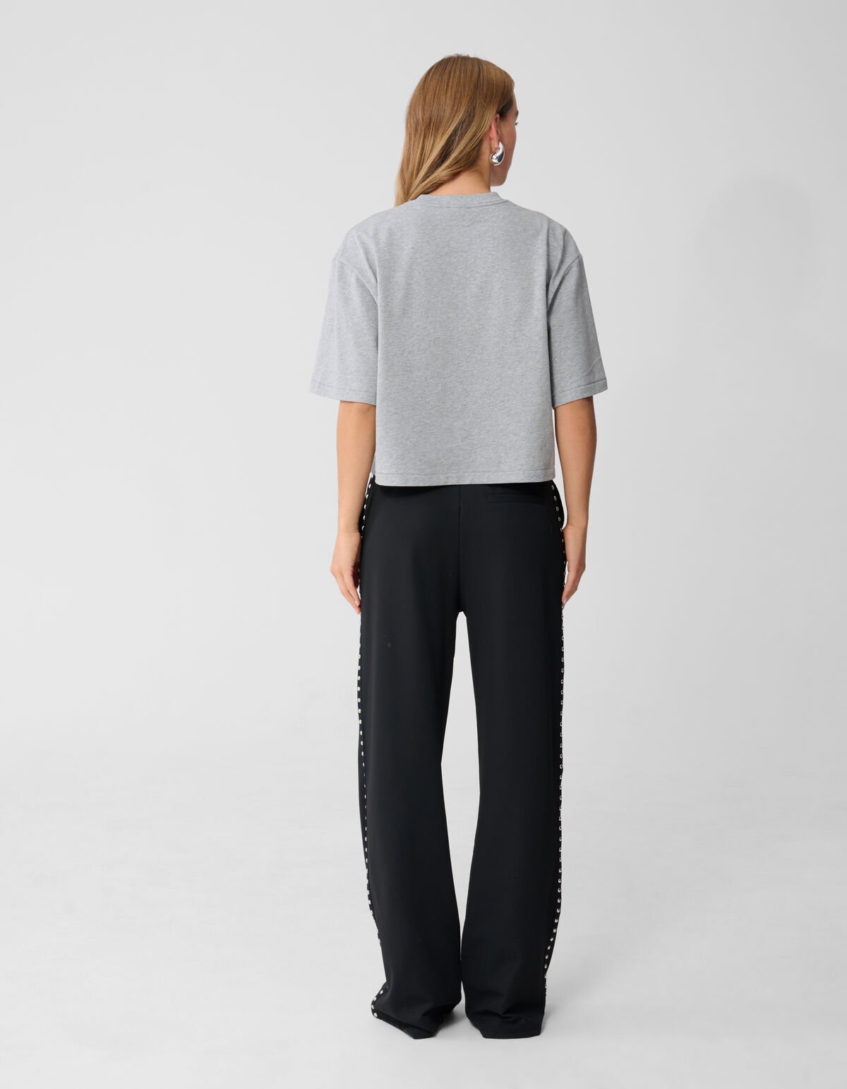Cropped Boxy Fit T-shirt Lichtgrijs SHOEBY WOMEN