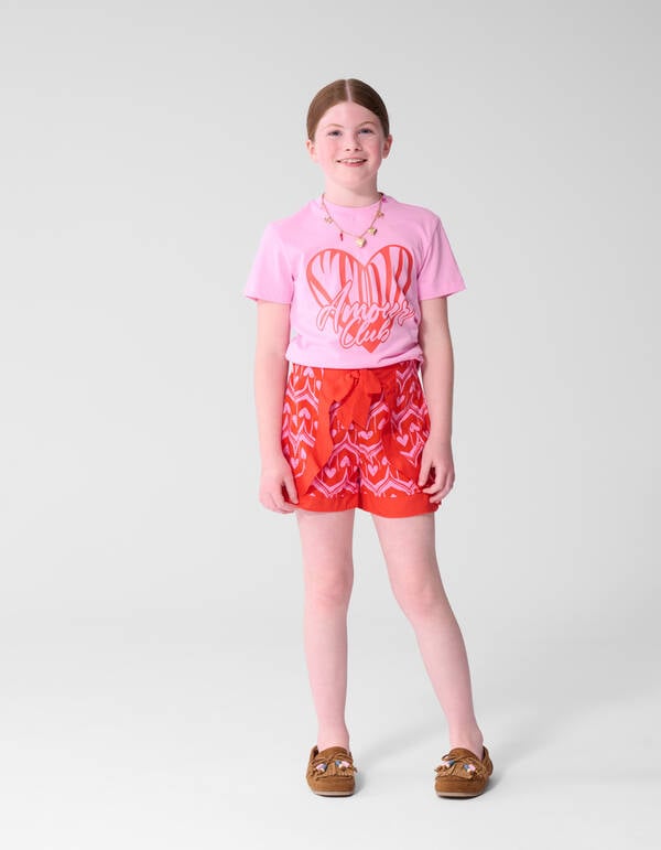 Heart Print Skort Roze/Rood SHOEBY GIRLS