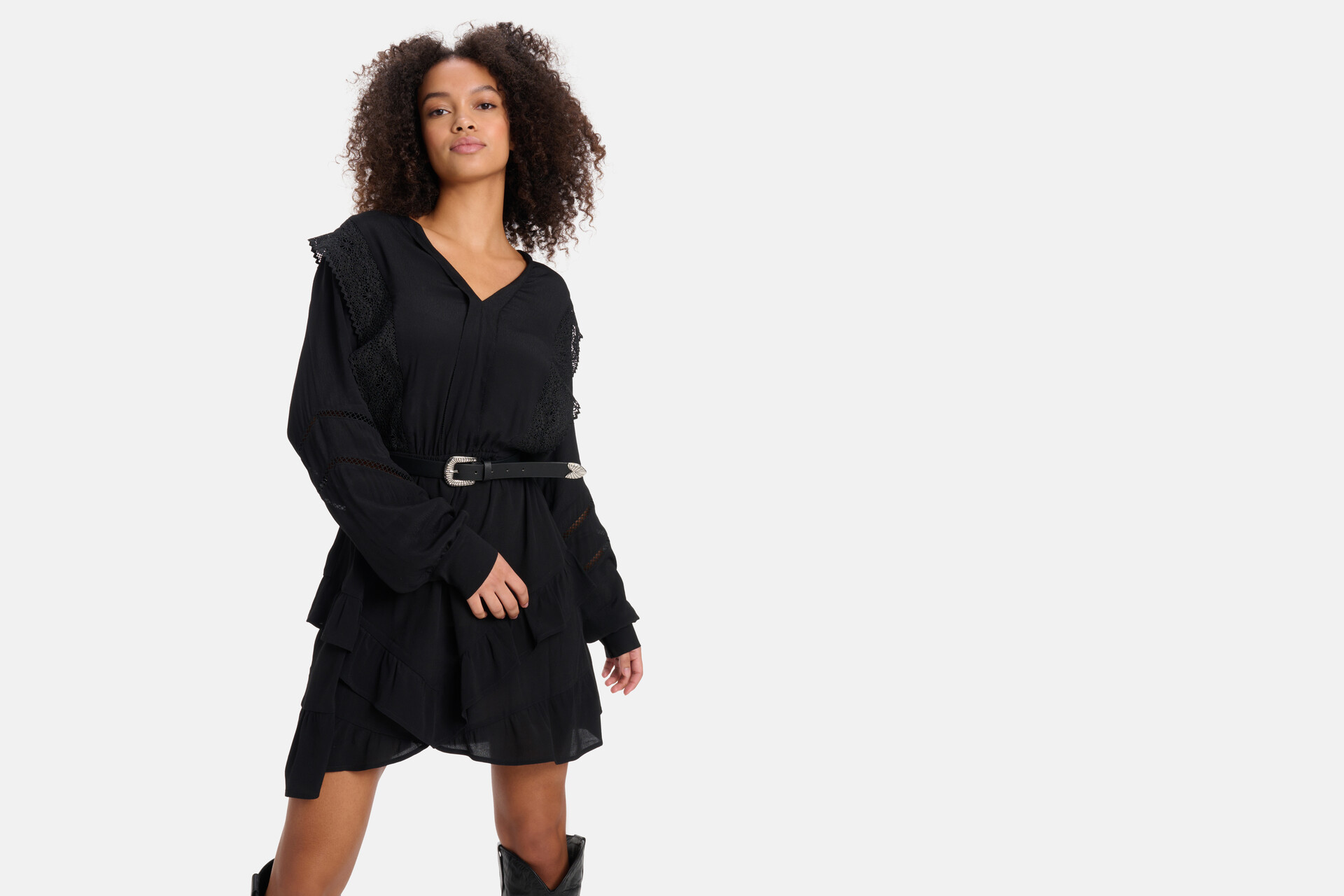 Kanten Tape Jurk Zwart SHOEBY WOMEN