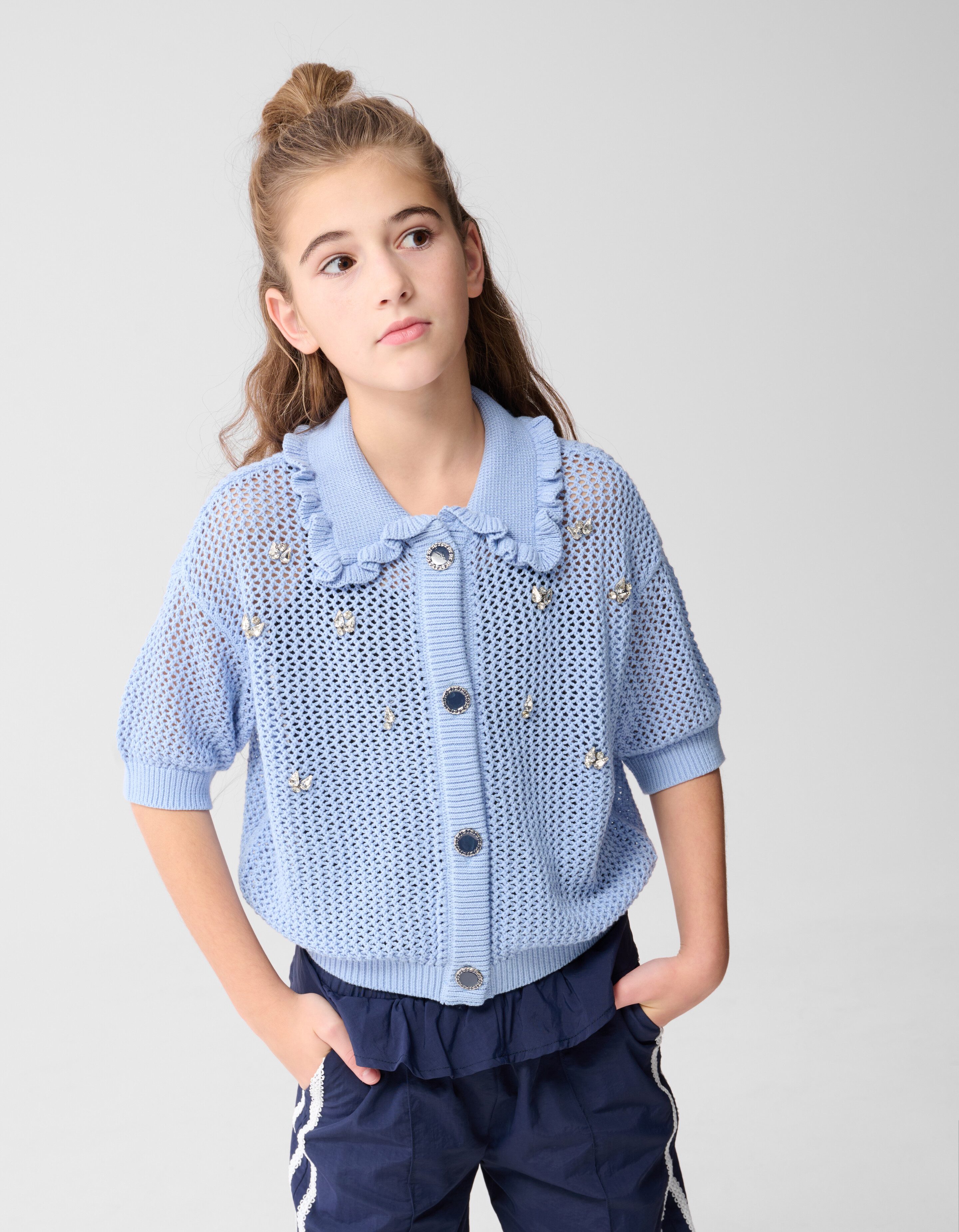 Strass Ruffle Vest Lichtblauw SHOEBY GIRLS