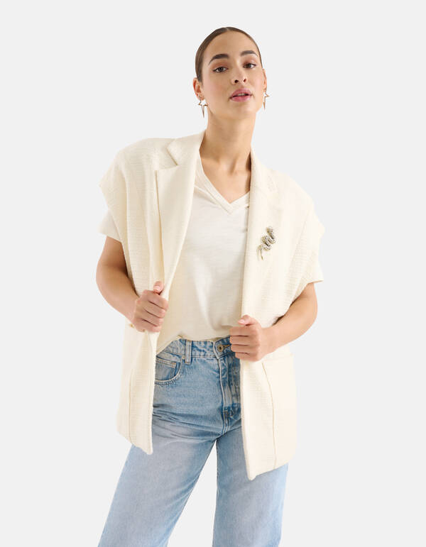 Oversized Gilet Gebroken Wit SHOEBY WOMEN